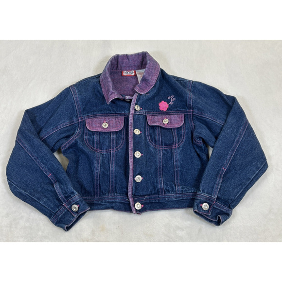 Vintage Disney 102 Dalmatians Purple Denim Jacket Velour Embroidered 7/8 Chrty - Picture 1 of 7
